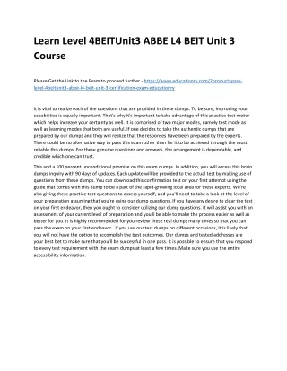 learn level 4beitunit3 abbe l4 beit unit 3 course