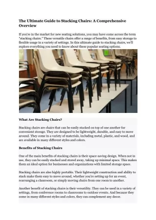 The Ultimate Guide to Stacking Chairs_ A Comprehensive Overview
