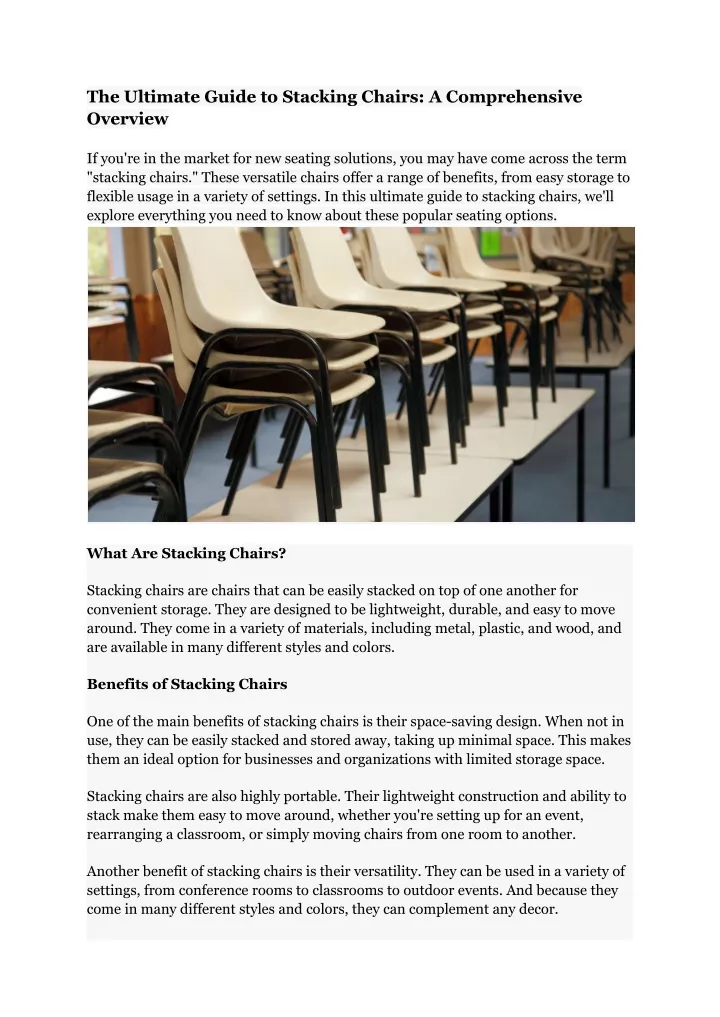 the ultimate guide to stacking chairs