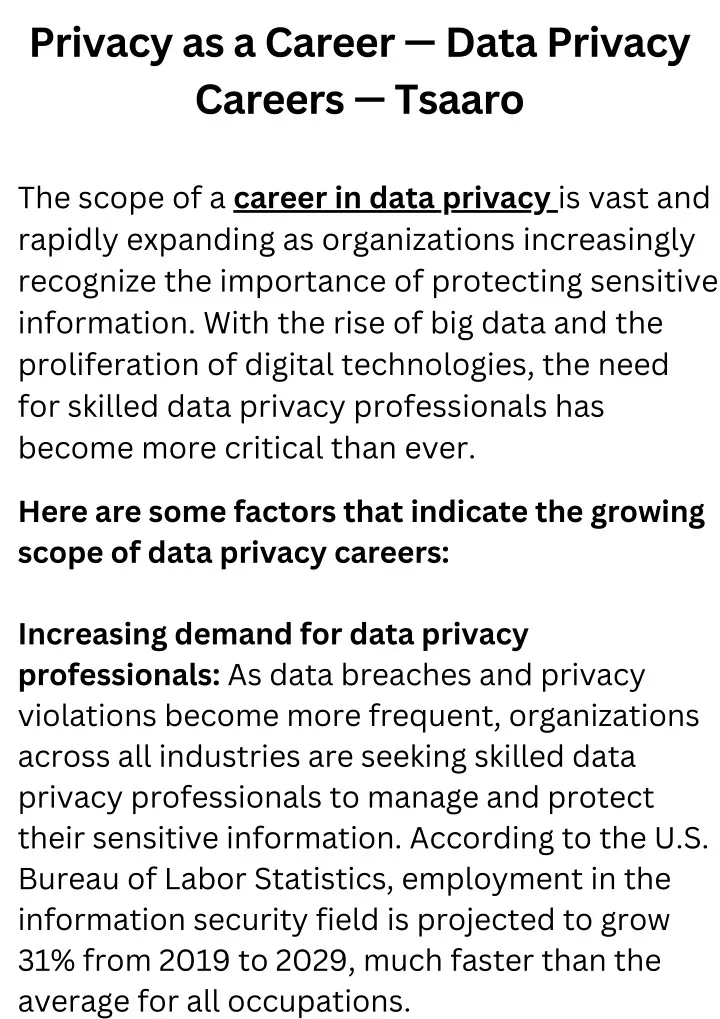 privacy as a career data privacy careers tsaaro