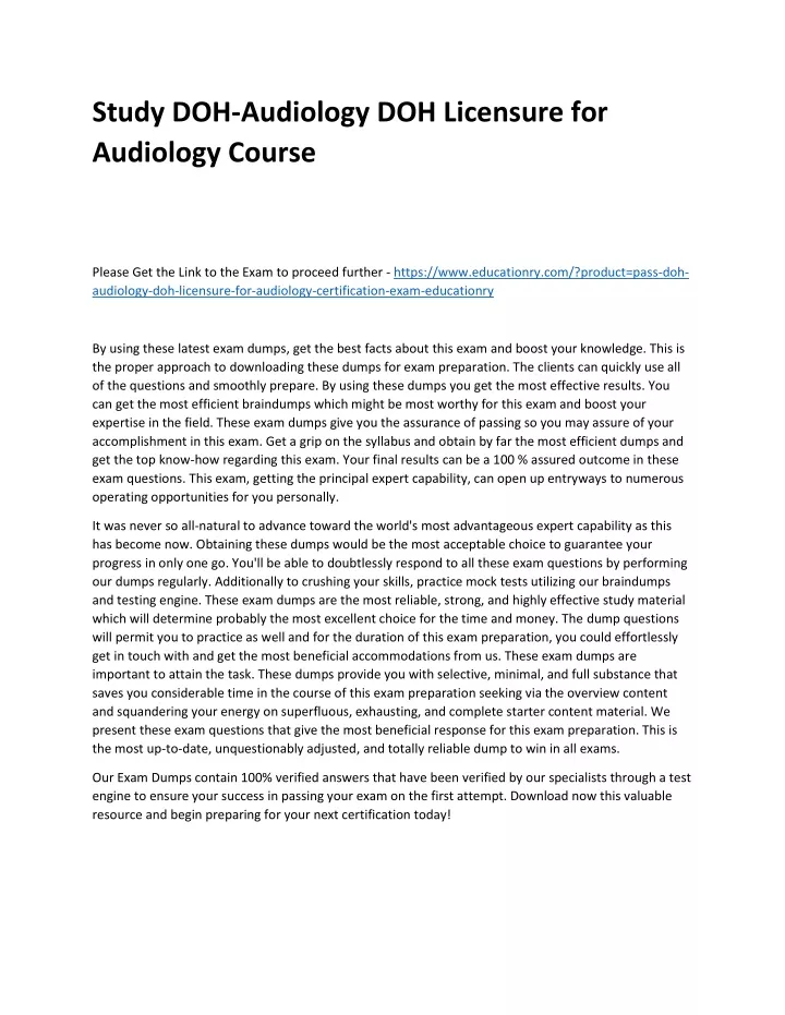 study doh audiology doh licensure for audiology