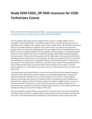 study doh cssd op doh licensure for cssd