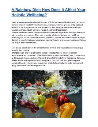 A Rainbow Diet: How Does It Affect Your Holistic Wellbeing