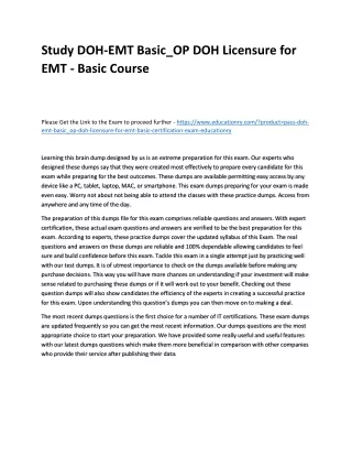 study doh emt basic op doh licensure