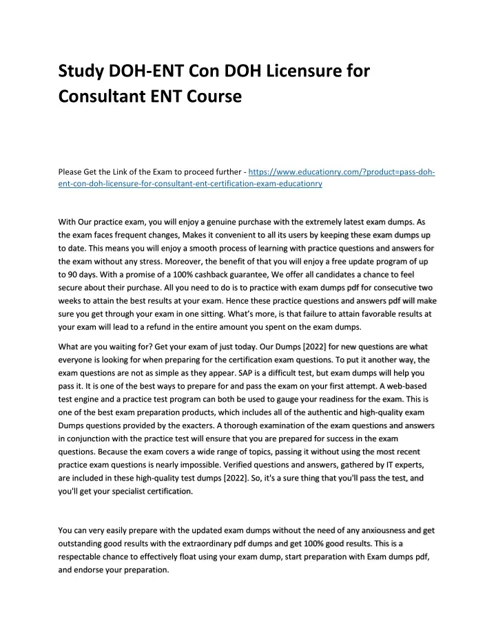 study doh ent con doh licensure for consultant