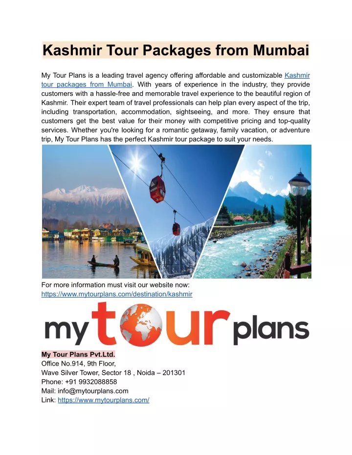 kashmir tour packages from mumbai