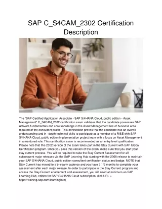 sap c s4cam 2302 certification description