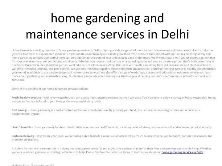 home gardening and maintenance services in delhi