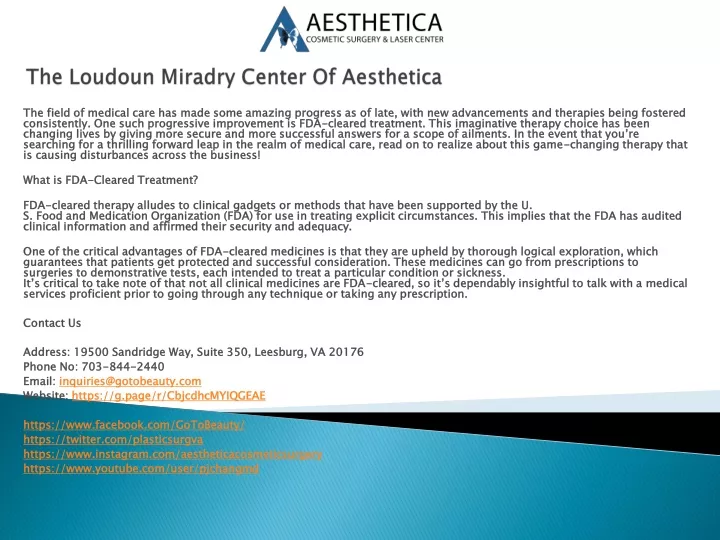 the loudoun miradry center of aesthetica