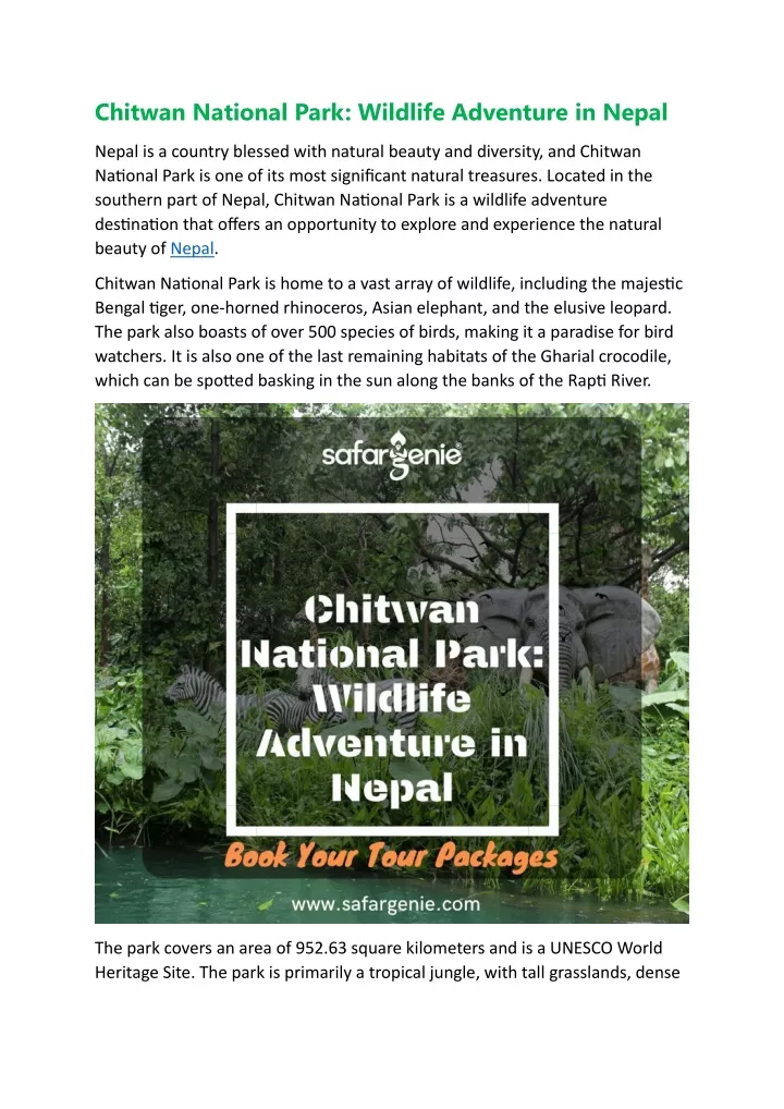 chitwan national park wildlife adventure in nepal