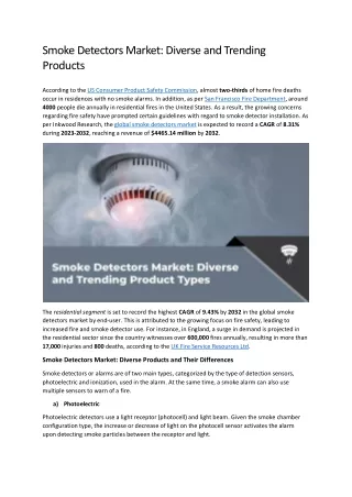 smoke detectors market diverse and trending