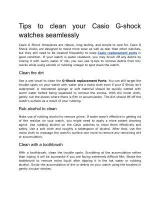 Tips to clean your Casio G-shock watches seamlessly