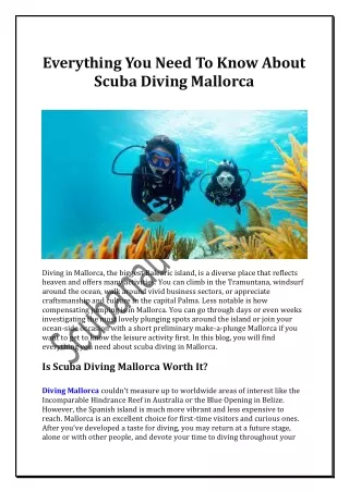 Everything You Need To Know About Scuba Diving Mallorca