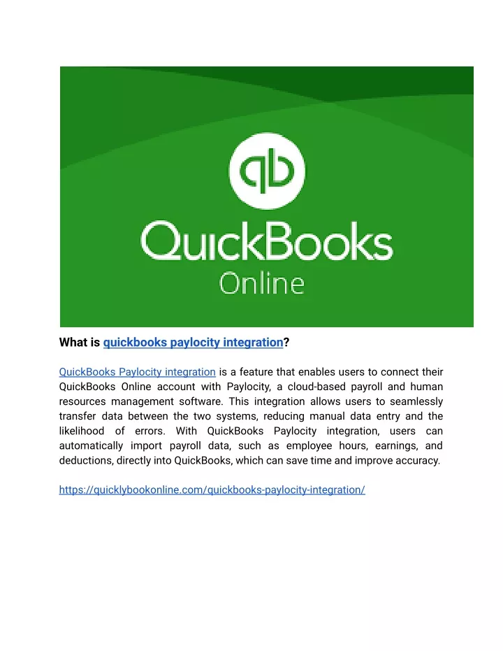 what is quickbooks paylocity integration