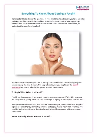 Everything To Know About Getting A Facelift