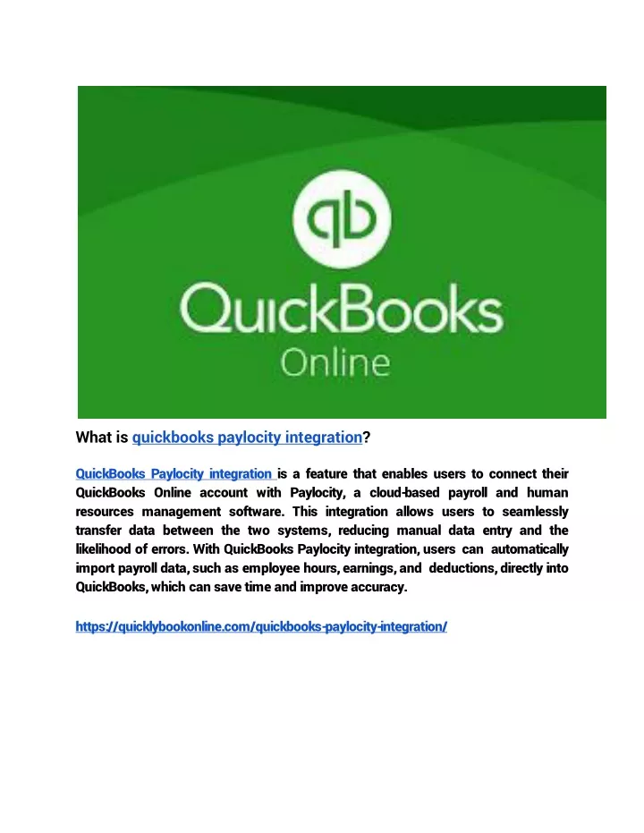 what is quickbooks paylocity integration