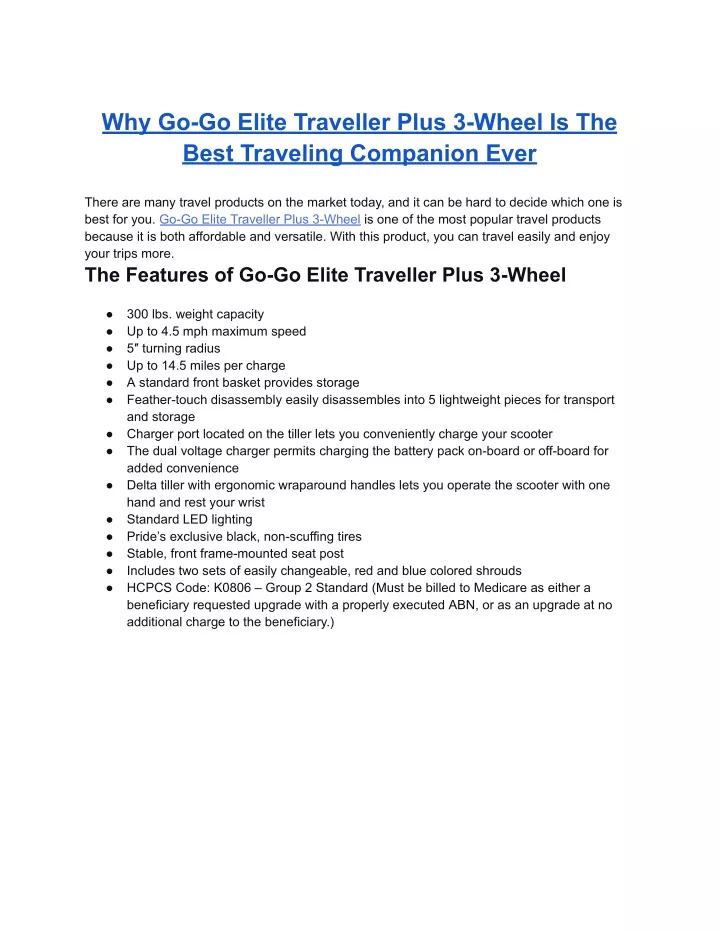 why go go elite traveller plus 3 wheel