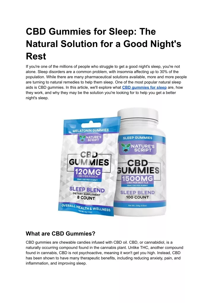 cbd gummies for sleep the natural solution