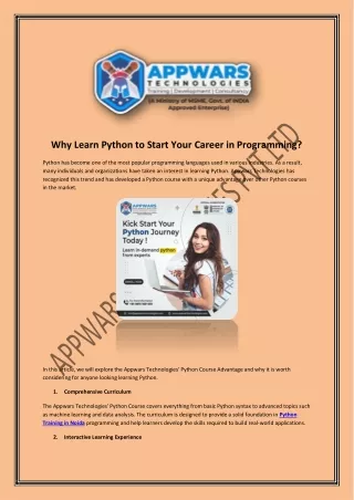 Why Learn Python to Start Your Career in Programming ?