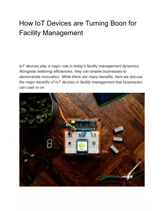 How IoT Devices are Turning Boon for Facility Management