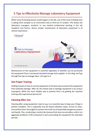 5 tips to effectively manage laboratory equipment