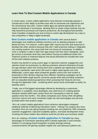 learn how to start custom mobile applications