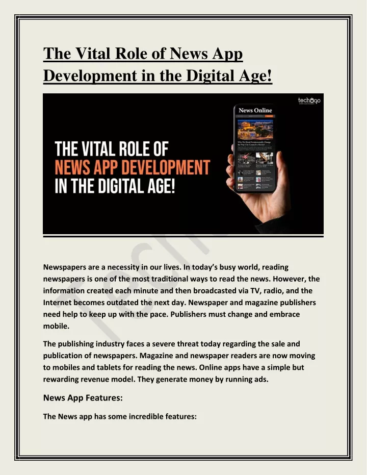 the vital role of news app development