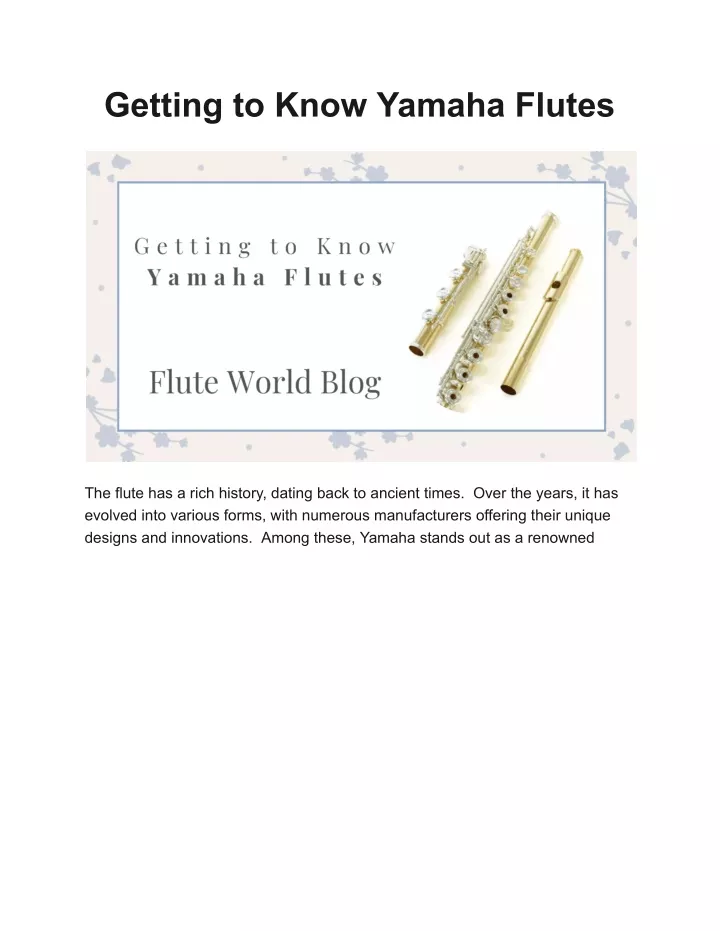 getting to know yamaha flutes