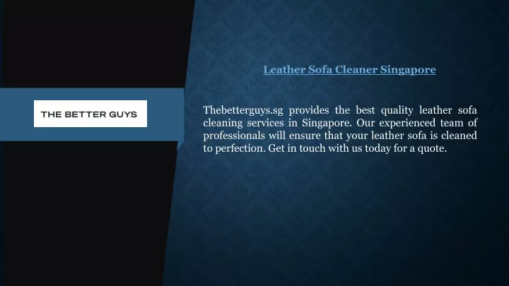 leather sofa cleaner singapore