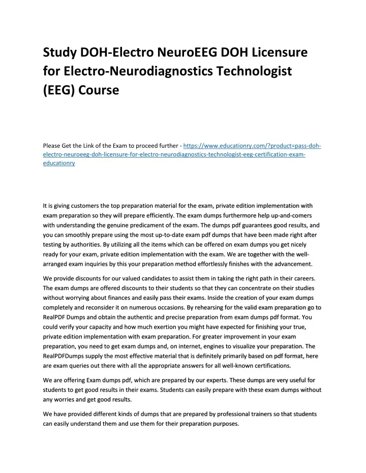 study doh electro neuroeeg doh licensure