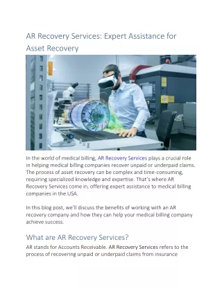 AR Recovery Services Ultimate guide