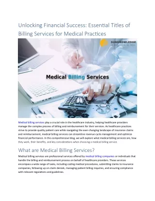 Unlocking Financial Success Essential Titles of Billing Services for Medical Practices