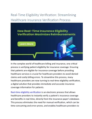 real time eligibility verification streamlining