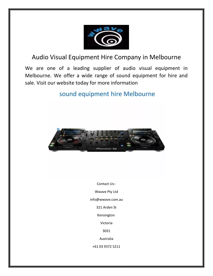 audio visual equipment hire company in melbourne