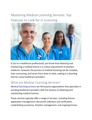 Mastering Medical Licensing Services