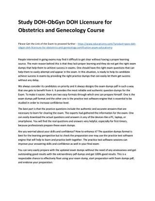 study doh obgyn doh licensure for obstetrics