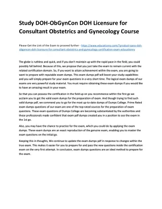 study doh obgyncon doh licensure for consultant