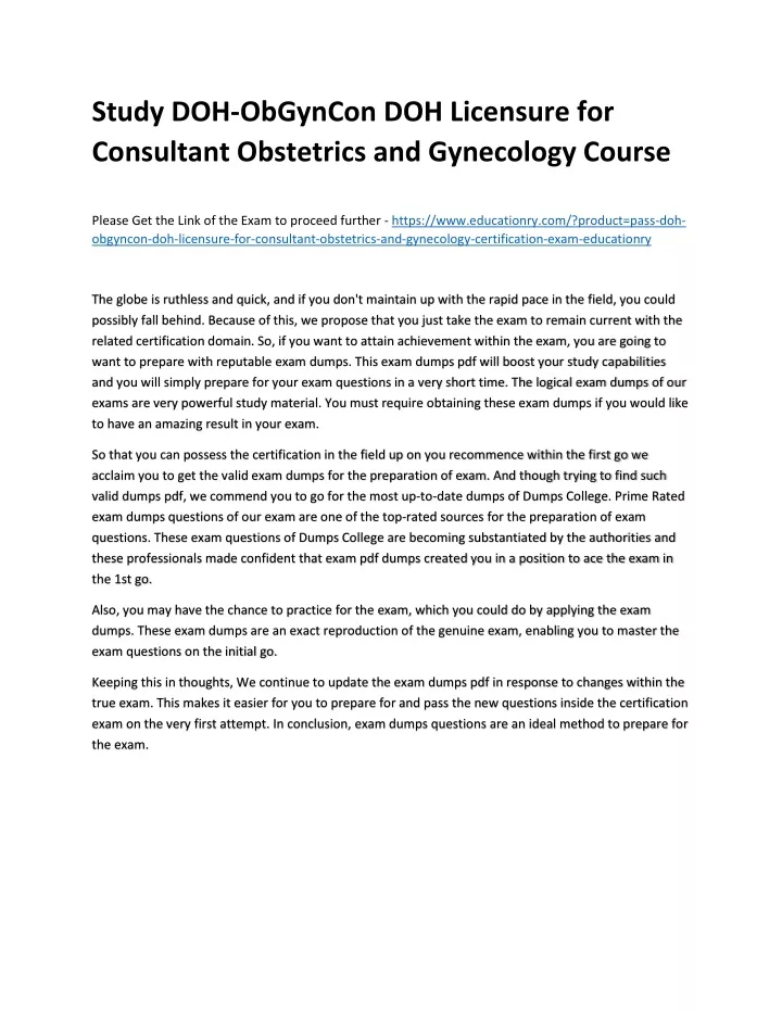 study doh obgyncon doh licensure for consultant