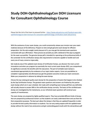 study doh ophthalmologycon doh licensure