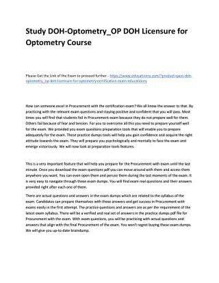 study doh optometry op doh licensure