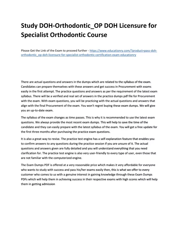 study doh orthodontic op doh licensure