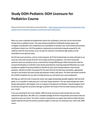 study doh pediatric doh licensure for pediatrics