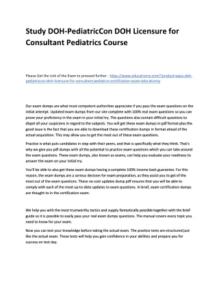study doh pediatriccon doh licensure