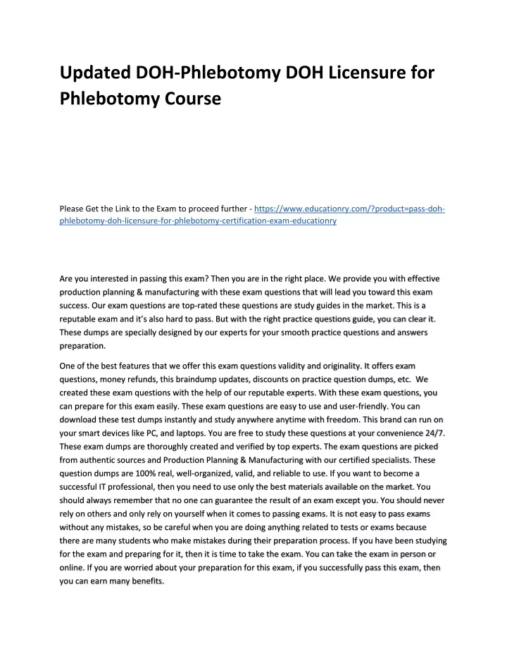 updated doh phlebotomy doh licensure