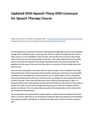 updated doh speech therp doh licensure for speech