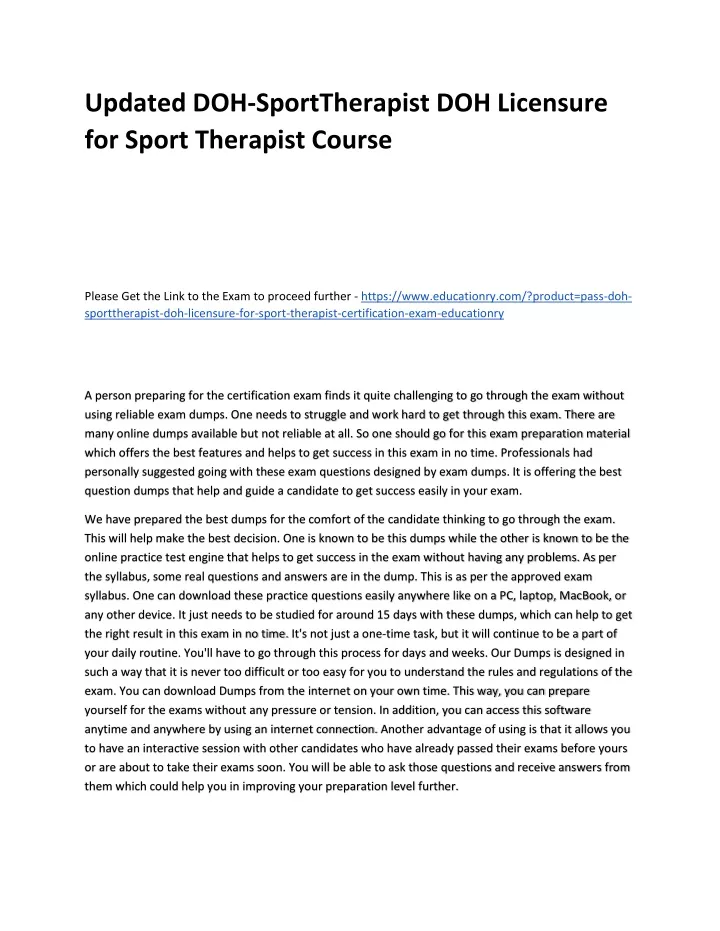 updated doh sporttherapist doh licensure