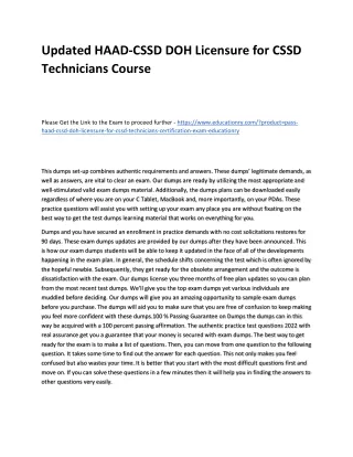 updated haad cssd doh licensure for cssd