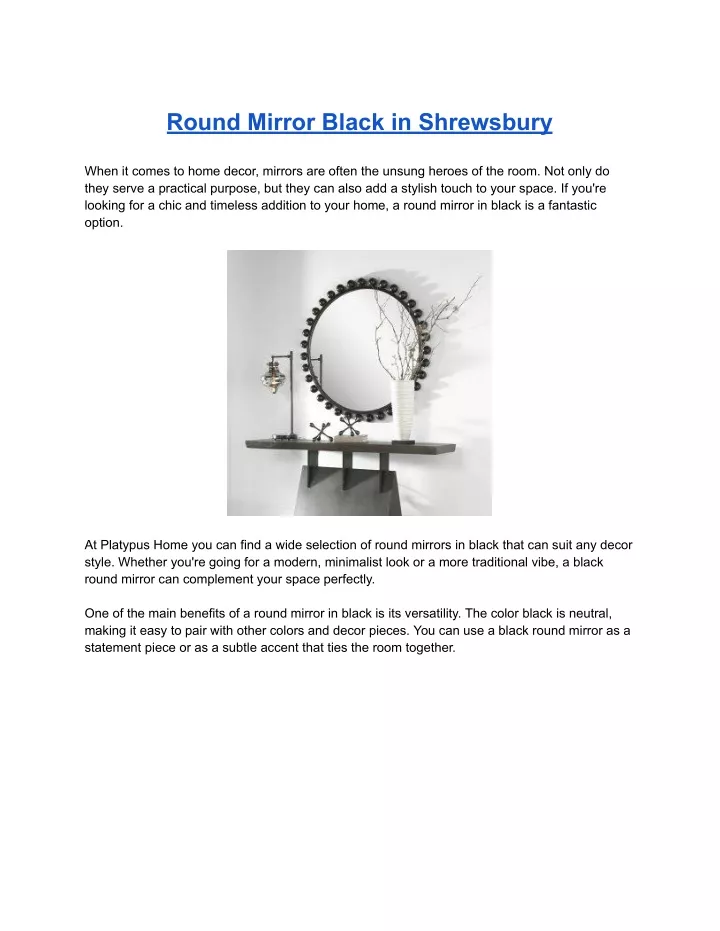 round mirror black in shrewsbury