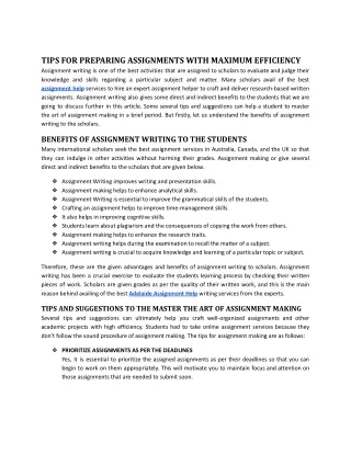 tips for preparing assignments with maximum