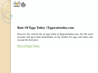 Rate Of Eggs Today  Eggsratetoday.com